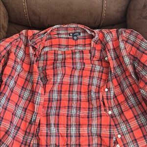 GAP Red and Black Plaid Blouse